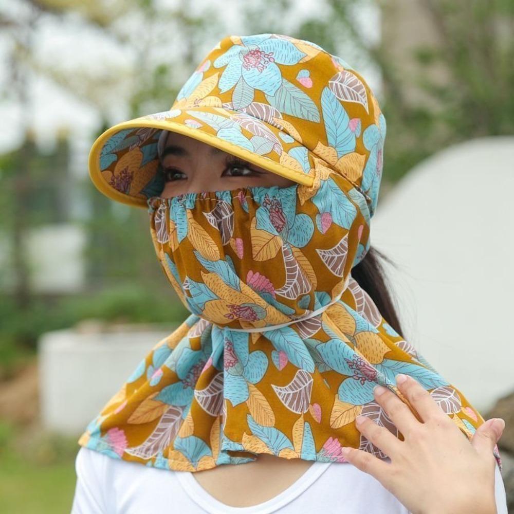 Anti-UV Tea Picking Cap Wide Brim Sunscreen Hat Casual Women's Ponytail Hat Outdoor