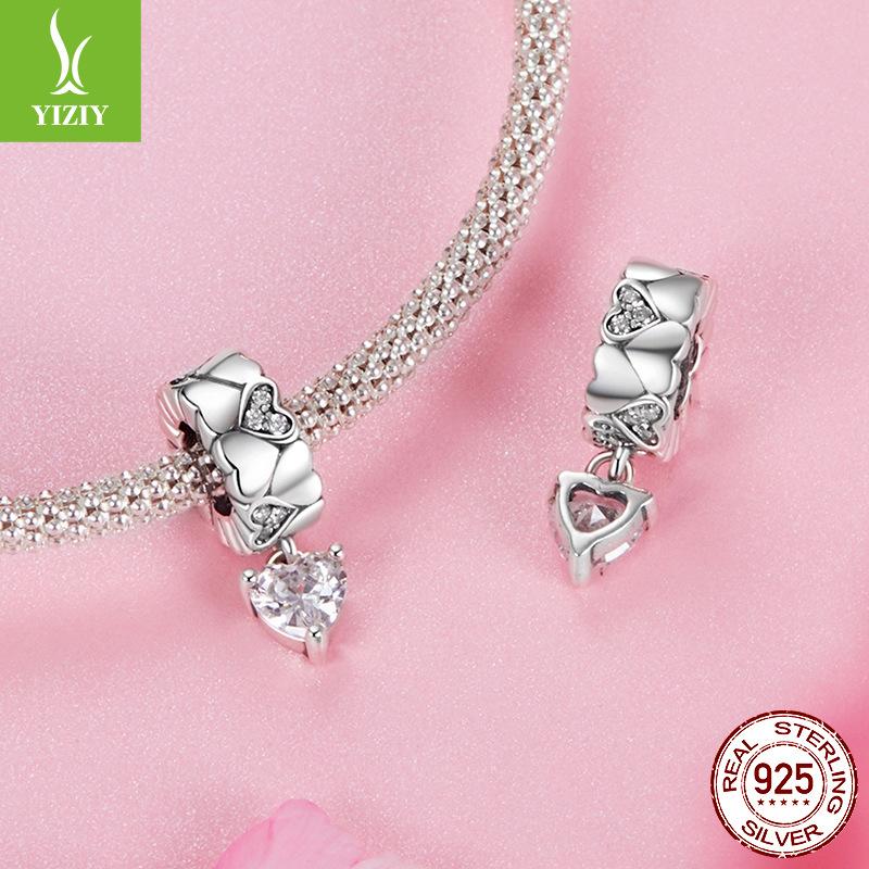 S925 Silver Love Silicone Bead Barrier, Wind Personalized Diy Bracelet Beaded Accessories