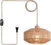 Популярный плетеный подвесной светильник с абажуром из плетеной вручную пеньковой веревки, диммируемый выключатель, натуральная плетеная подвесная лампа-корзина, экологичная лампа