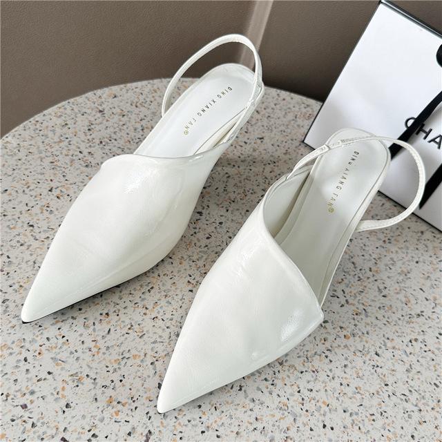 Летние женские шлепанцы на высоком каблуке 8 см, женские глянцевые кожаные сабо с открытой пяткой, неоновые желто-красные шлепанцы, свадебные туфли для вечеринок с острым носком