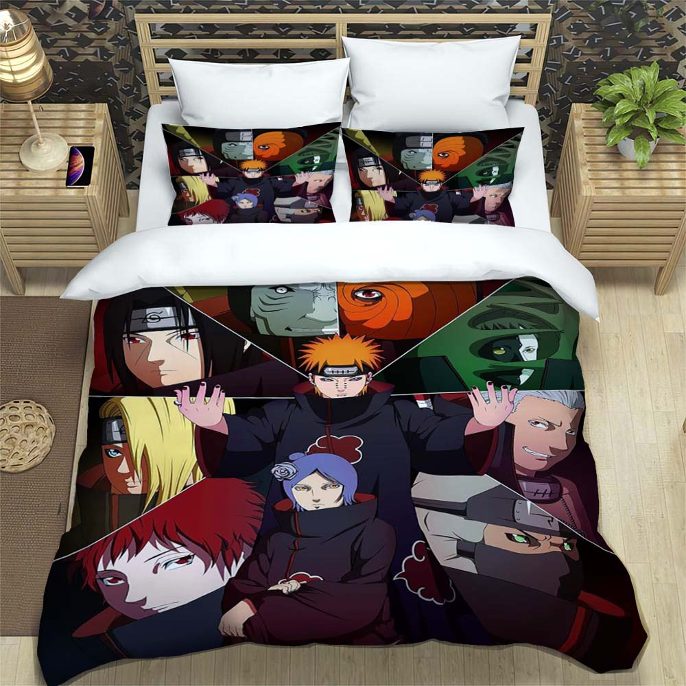 New 3D-Printed Cartoon Anime Uzumaki Naruto Bedding Set – Duvet Cover Set – A Luxurious Gift for Teens, Suitable for Double/Sing