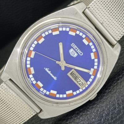 ВИНТАЖНЫЕ МУЖСКИЕ ЧАСЫ SEIKO 5 AUTOMATIC 7006A ЯПОНИЯ С СИНИМ ЦИФЕРБЛАТОМ a701636-5