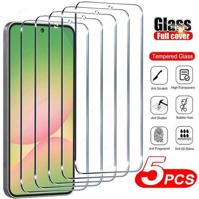 5 шт. Полное покрытие Закаленное стекло для Samsung Galaxy A17 A16 A26 A15 A14 A34 A54 A55 A56 A33 A32 A71 A73 S25 S24 S23 FE S22 S21 S20 FE Защитная пленка для экрана