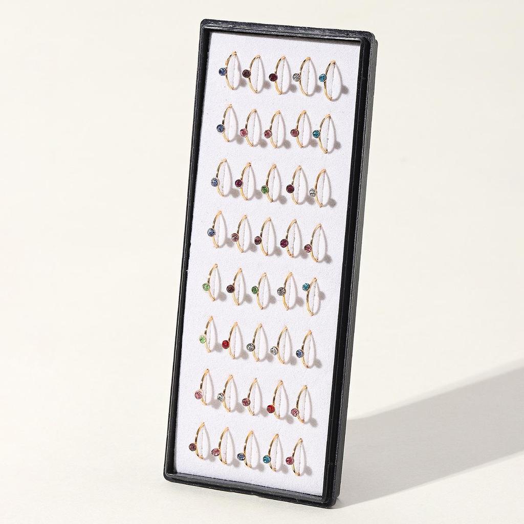 Позолоченные кольца для носа из нержавеющей стали со стразами - 40 штук