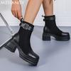 Женские ботильоны на платформе, кожаные туфли на среднем каблуке, массивные женские туфли 2025 года, модные зимние ботинки челси, туфли-лодочки Muje Botas
