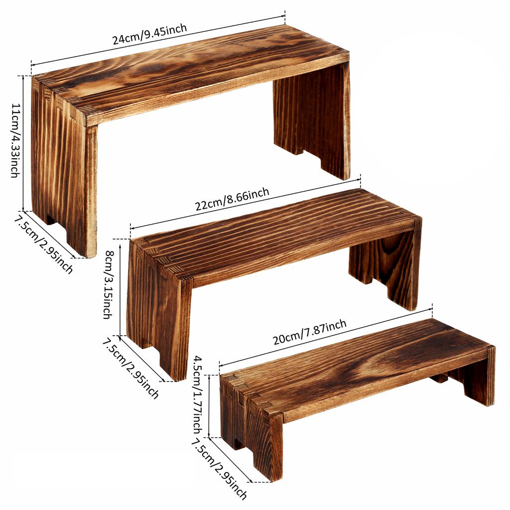 2 шт. 3-уровневый деревянный стенд для кексов, парфюмерии, косметики, ювелирных изделий, полка-органайзер, настольное хранилище