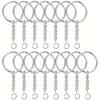 100pcs 2.5CM Smooth Round Keyring with Chain Ring  DIY Jewelry Accessories  Key Ring with Extension Chain Open Ring Single Ring Key Chain Bag Pendant