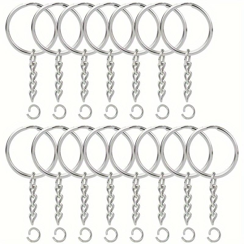 100pcs 2.5CM Smooth Round Keyring with Chain Ring DIY Jewelry Accessories Key Ring with Extension Chain Open Ring Single Ring Key Chain Bag Pendant