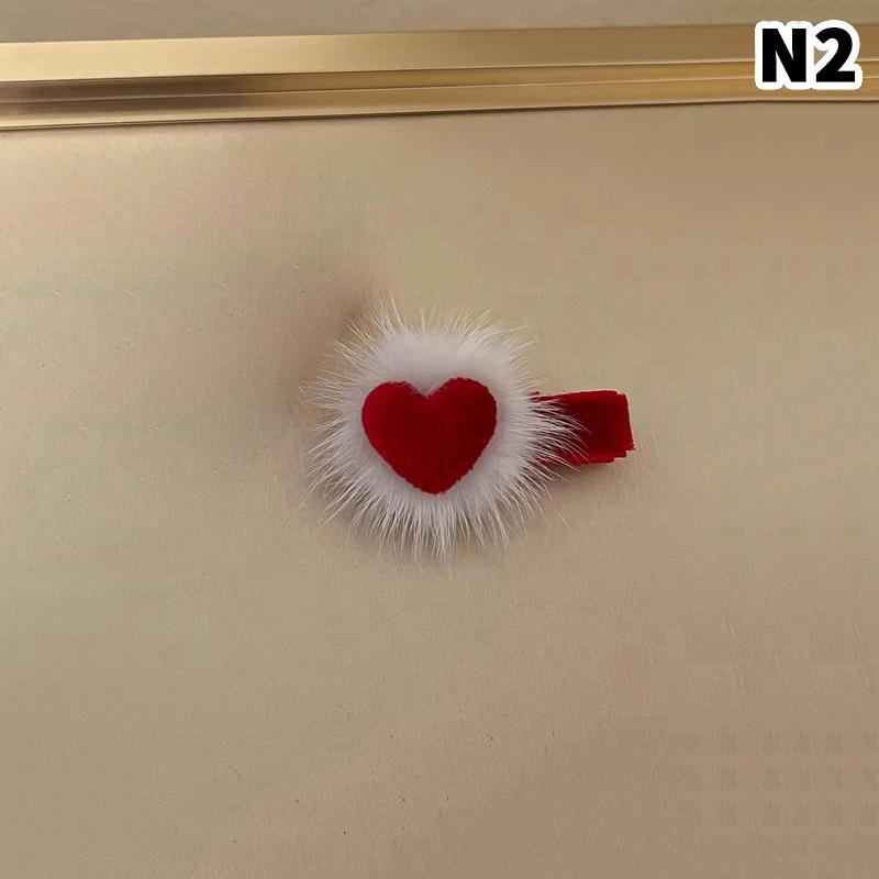 Красные бархатные заколки-банты для принцессы, милые помпоны в форме сердца, детские осенне-зимние заколки для волос, корейские милые заколки, новогодний головной убор