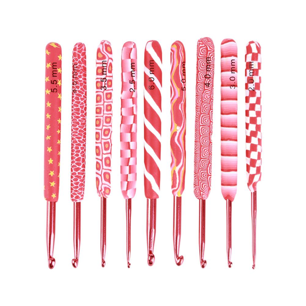 Набор из 9 цветных мягких алюминиевых крючков для вязания, спицы 2-6 мм, крючки для плетения, швейные иглы, инструмент для рукоделия своими руками