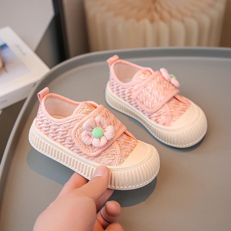 Повседневная обувь для девочек, детская парусиновая обувь, детские кроссовки для скейтбординга с цветами, модная резиновая подошва принцессы, противоскользящая вышивка