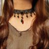 Gothic Black Lace Necklace For Women Girl Boho Pearl Sexy Lace Choker Punk Dark Lolita Style Halloween Jewelry