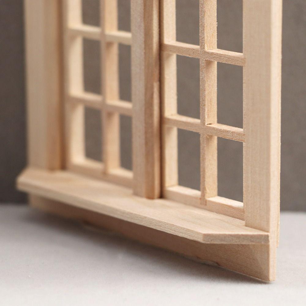 16 Grids Dollhouse Window Model Wooden Square Windows Model Miniature House Decor For DIY Toys