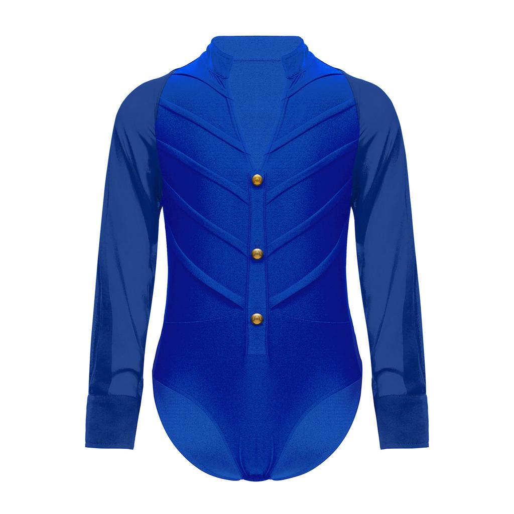 Боди для латиноамериканских танцев для мальчиков, с длинным рукавом, воротником-стойкой, леотард, костюм для сцены, соревнований