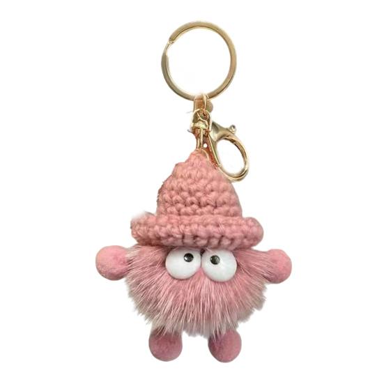 Keychain Imitation Mink Hair Cartoon Doll Charm Key Ring Fade-Resistant Compact Lightweight Backpacks Car Key Holder
