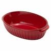 TAMAKI Gathered Oval Gratin, Red, Small, Diameter 18.5cm X Depth 11.7cm X Height 4.8cm, 480ml, Microwave, Dishwasher, and Oven Safe, T-763025