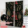 Set Of 2 Flat Printing Merry Christmas Party Curtains Santa Boots Ball Tree Retro Green Red Digital Printed Polyester Drapes Curtain