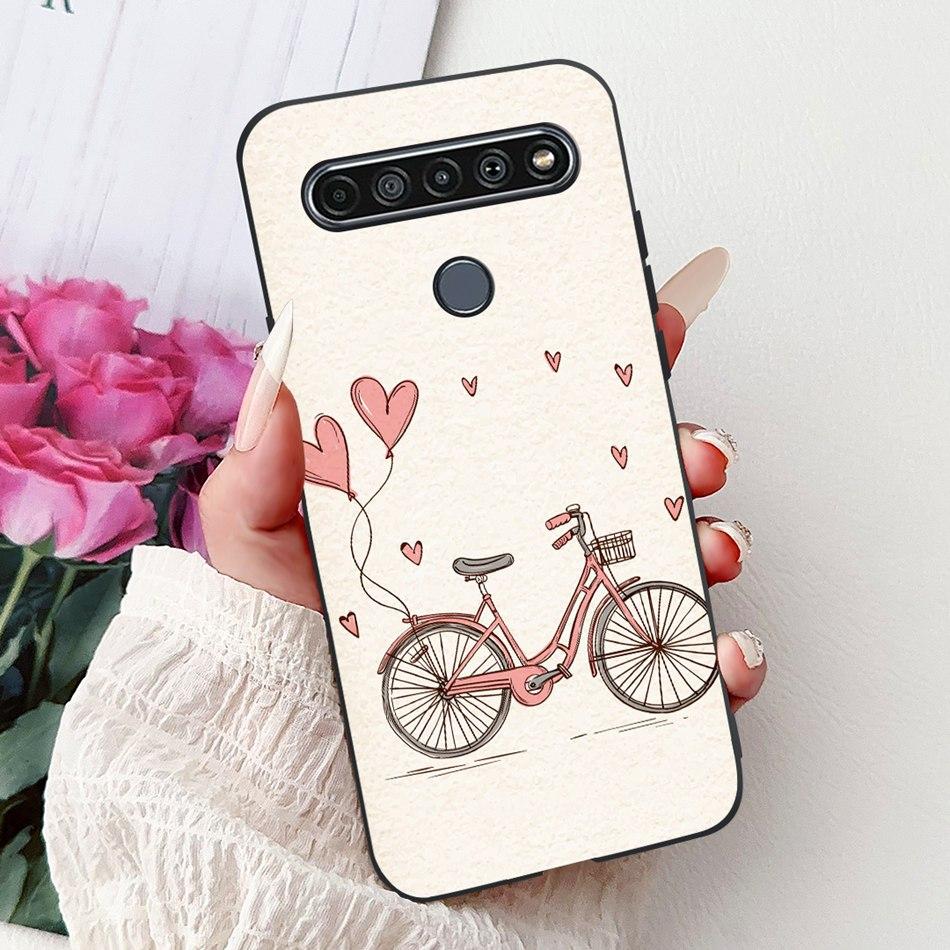 Для LG K41S K51S 2020 Элегантный Чехол для Телефона с Цветочным Котом, Для LG K41S K51S LM-K410 LM-K510 Черный Силиконовый Мягкий Чехол