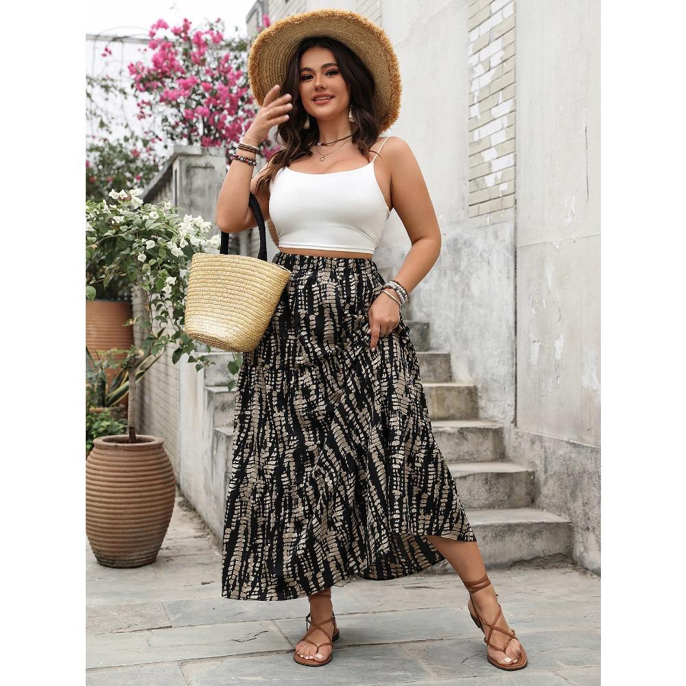 Женская юбка весна-лето новая повседневная юбка Senior Sense of Large Yards с высокой талией до середины икры