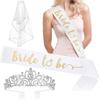 Bachelorette Party Accessories Set Rhinestone Crown Bride To Be Sash Veil Bridal Shower Decoration for Bachelorette Night Party Supplies