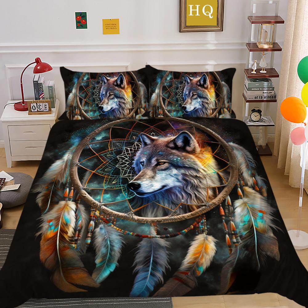 Пододеяльники с принтом волка King Size, комплект постельного белья из микрофибры, мужской мягкий высококачественный домашний текстиль