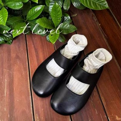 Внутреннее увеличение высоты 5 см Японские черные туфли Мэри Джейн Yamamoto осень-зима 2025 маленькие кожаные туфли с сумкой, с круглым носком, шлепанцы на одном ремешке