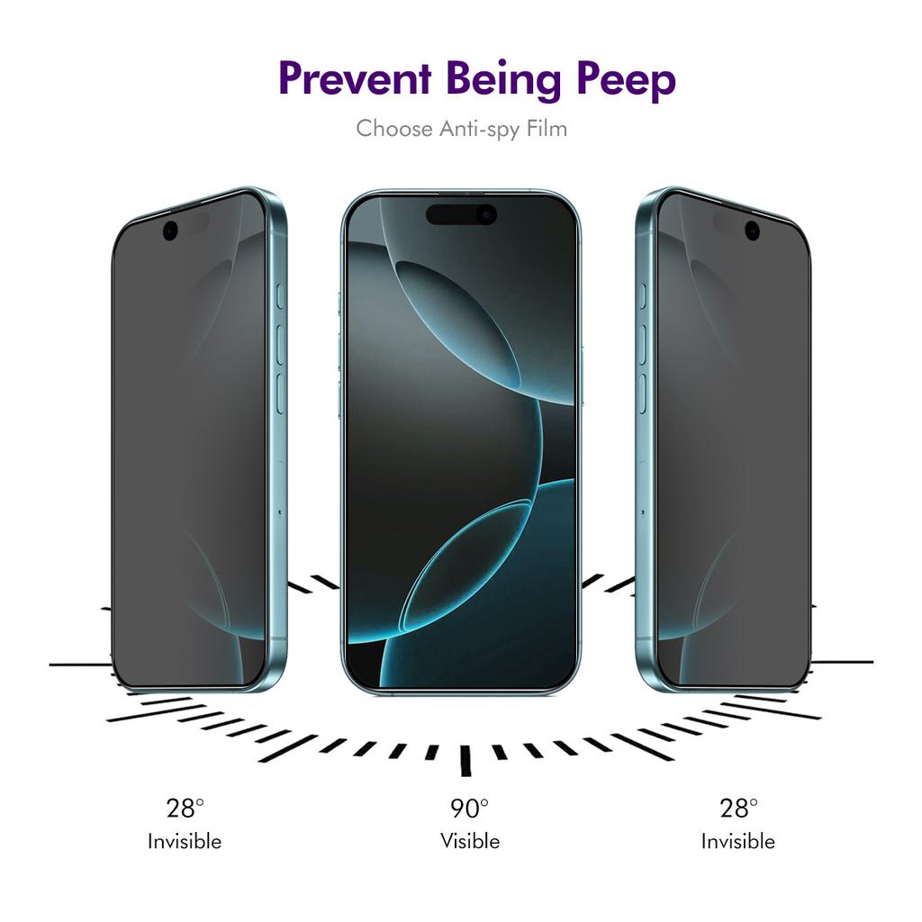 For iPhone 17 Pro Max 5Pcs Anti-Spy Film ENKAY Hat-Prince Anti-Glare Screen Protector Tempered Glass