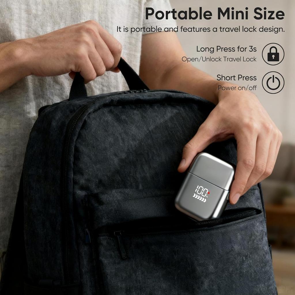 Электробритвы для мужчин для лица, карманная бритва USB мини-бритвы, электрические сеточные бритвы с Type C перезаряжаемые и LED-дисплеем, IPX7 водонепроницаемые