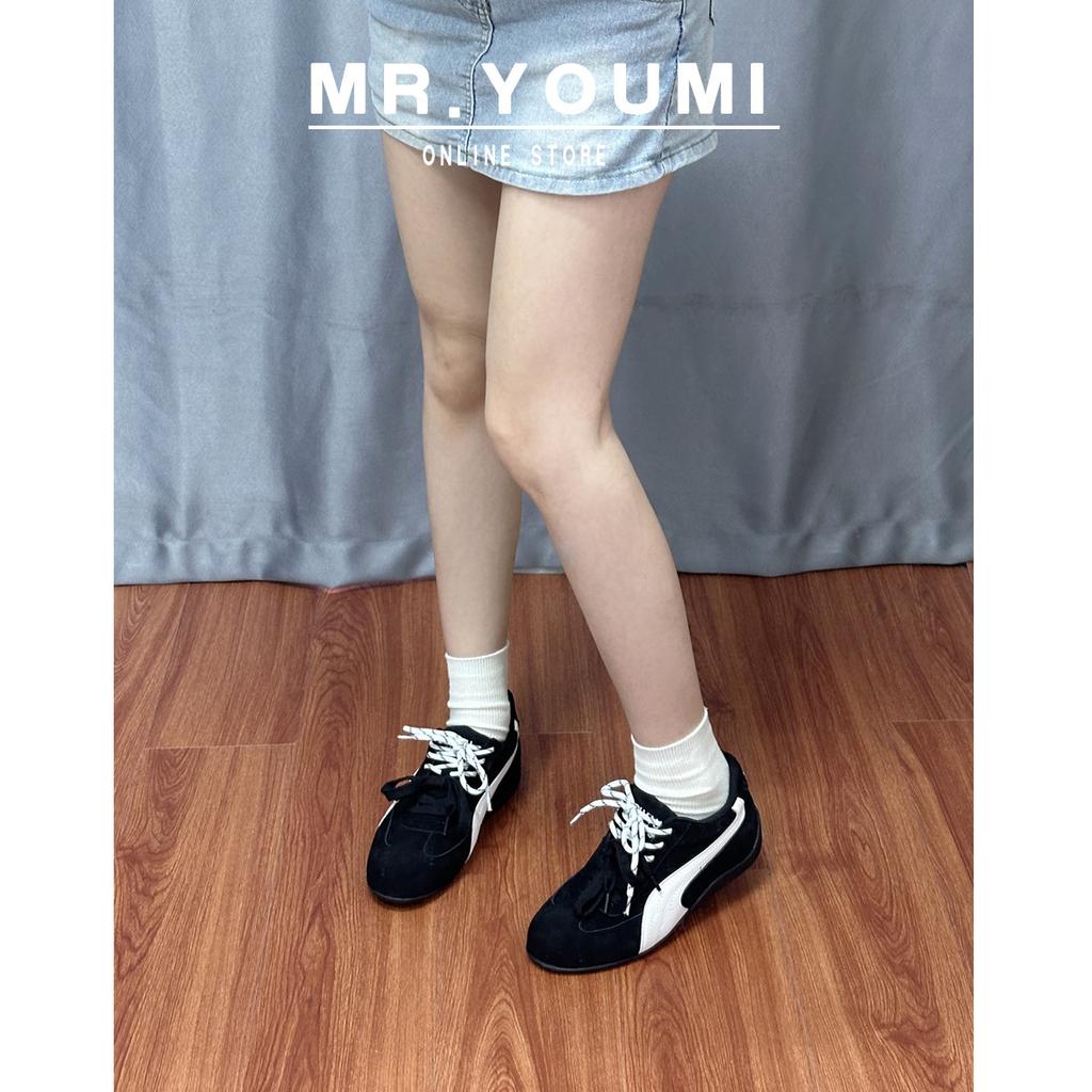 Cowhide Version~ Miu Home Retro Racing Sports Shoes Women's Forrest Gump Shoes Inner Height Increase Platform Casual Moral Training Shoes Board Shoes