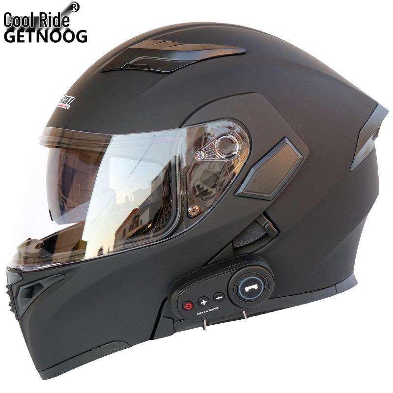 Cool Ride Treasure Bluetooth Full-Face Flip-Up Motorcycle Helmet with Dual Lens and FM Radio
