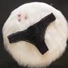 Transparent Plush Ball Low Waist Rabbit Tail Thong Panties Lace G-string