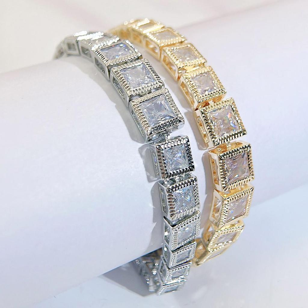 Бриллиантовый квадратный цирконий CMM AAA, классические браслеты-цепочки с подвесками, свадебные украшения для рук для женщин