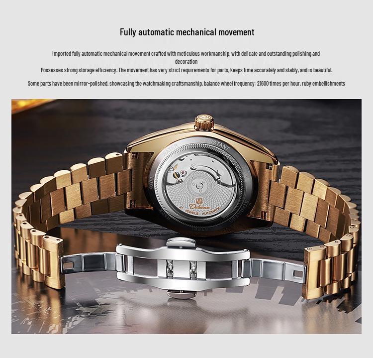 Durlanway Новые мужские автоматические стальные часы с двойным календарем – Модные, водонепроницаемые, деловой стиль