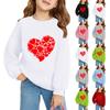 Свитшоты с круглым вырезом для девочек, детские топы с принтом на День святого Валентина