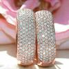 Huitan Luxury Rose Gold Color Hoop Earrings for Women Micro Pave Cz Jewelry Gorgeous Female Engagement Party Accessories Gift