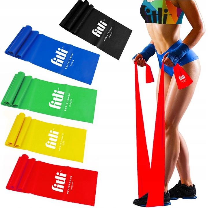 Zestaw 5 Gum Taśma Do Ćwiczeń Treningu Rehabilitacyjna Fitness Flat Band 2M