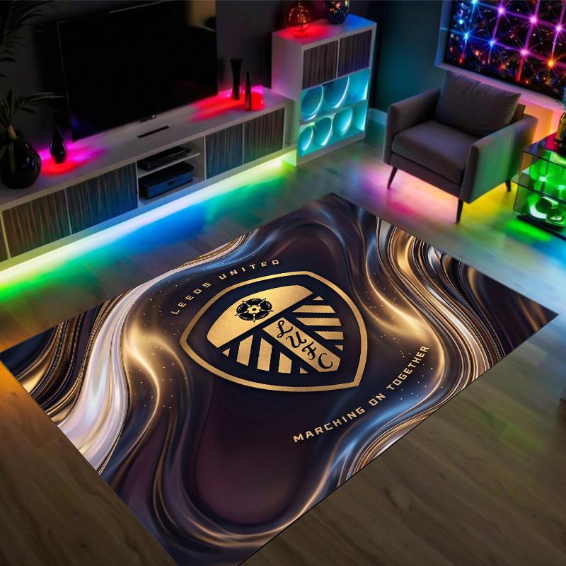 Leeds United Football Design Crystal Velvet Carpet Cozy Non?Slip Printed Rug For Bedroom Living Room Entrance