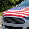 American Flag Car Hood Cover 63 X 47 Inch Stretchable Polyester Spandex Fabric Fits Most Cars Trucks SUVs with Small Decorative Flags Secure Clips