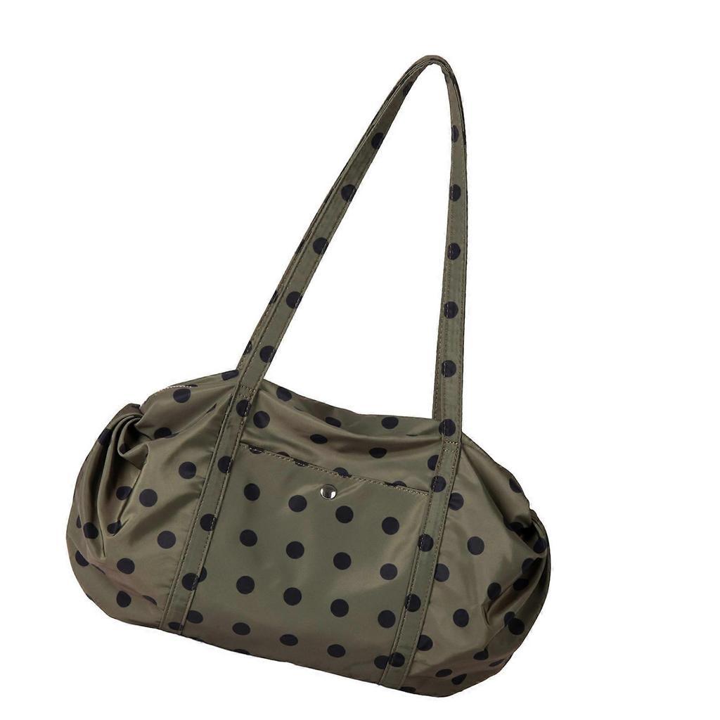 Fashionable Dot Bag Wear Resistant Shoulder Purse Roomy Organizer for Commuting Travel Shopping Essential Green