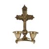 Brass Crucifix Cross Statue | Idol Jesus Christ On Cross with Candle Stand Prayer | Worship Home Office Decoration Golden Antique Finish (5 Inch)