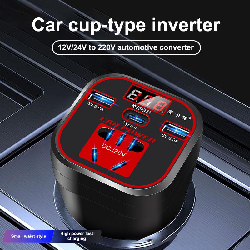Автомобильный инвертор питания 12 В/24 В в 110 В 220 В Преобразователь Type-C Многофункциональная розетка-зарядное устройство 3.1A Быстрая зарядка Автомобильный преобразователь питания