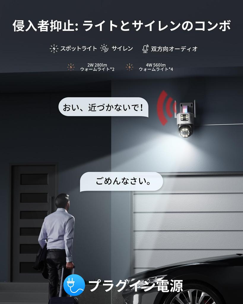 ZOSI Dual Lens WiFi Security Camera Outdoor Indoor 8x Hybrid Zoom CCTV Camera Dual View WiFi Camera Detection Feature Spotlight Siren Color Night