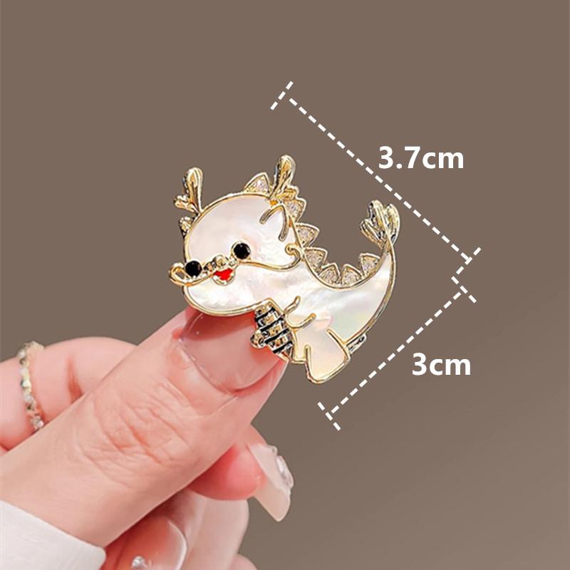 Cartoon Imitation Shell Dragon Brooch For Women Chinese Zodiac Dragon Enamel Pins Cute Animal Badge Birthday Jewelry Gift