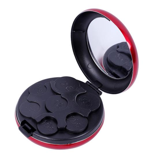 Coin Organizer with 7 Slots Large Capacity Built-in Mirror Compact Design Portable Travel Yen Coin Organizer Dispenser