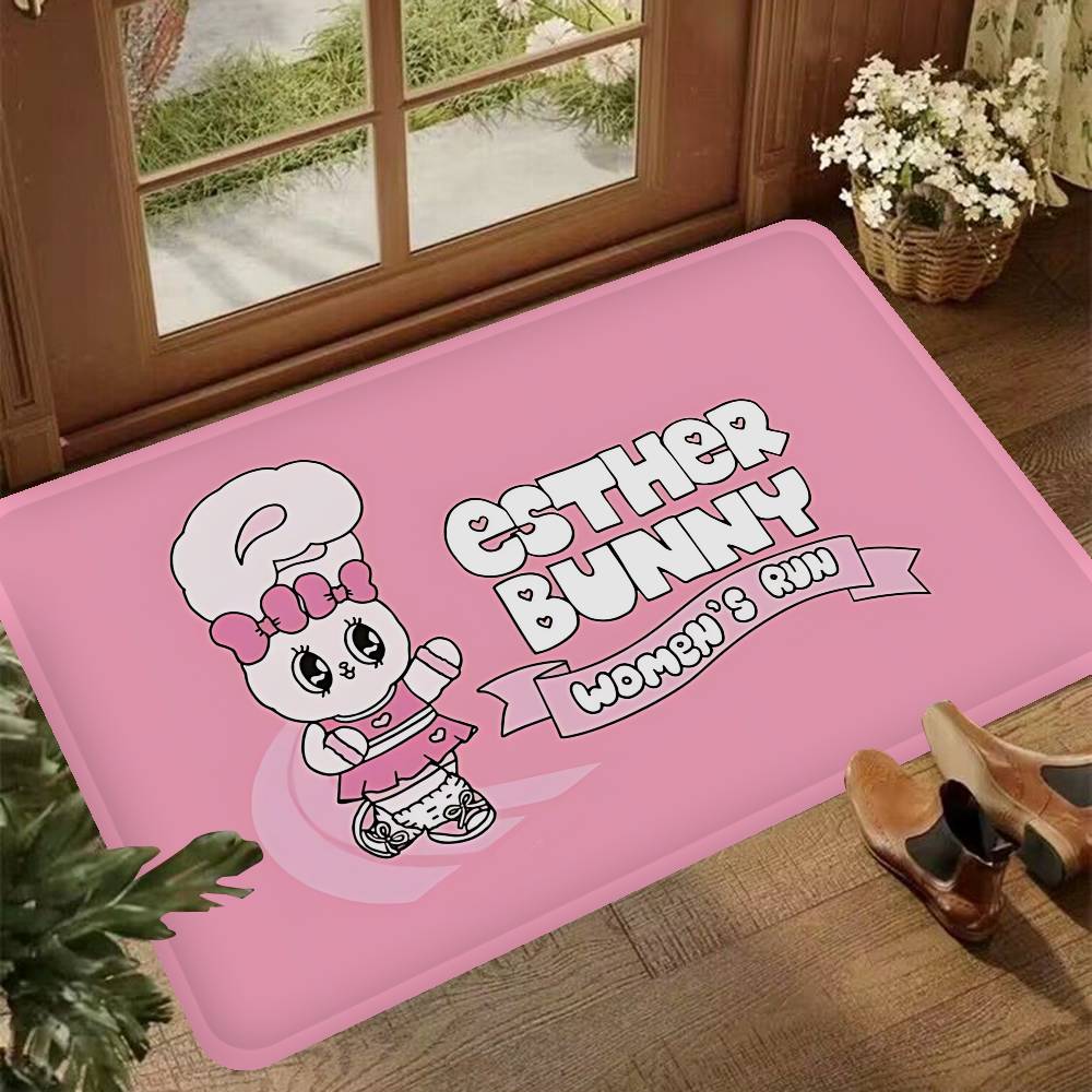 E-Esther B-Bunny Cartoon Floor Mat INS Style Soft Bedroom Floor House Laundry Room Mat Anti-skid Household Carpets
