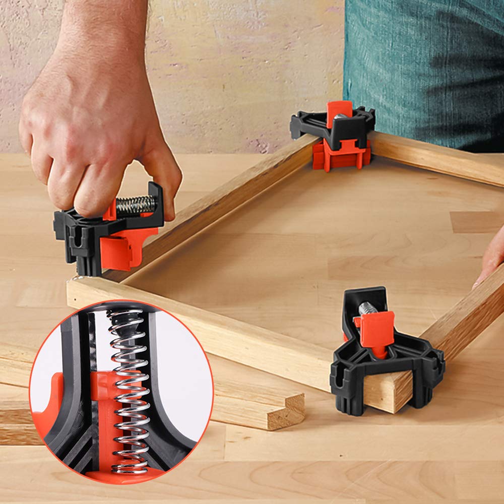 YFFSFDC Corner Woodworking DIY Right Angle 90 Degree Woodworking Woodworking Set of 4 Right Angle Corner Retainer Clamps Clamps, Ruler, Tool, Locator,
