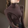 Female Commute Solid Color Simplicity Turtleneck T-shirt Fashion Spring Autumn Women's Clothing All-match Slim Long Sleeve Tops
