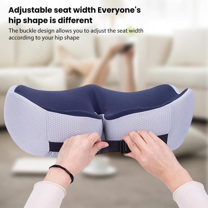 Coussin de siège orthopédique - Coccyx - Mousse à mémoire de forme - Ergonomique - Anti-fatigue - Bleu