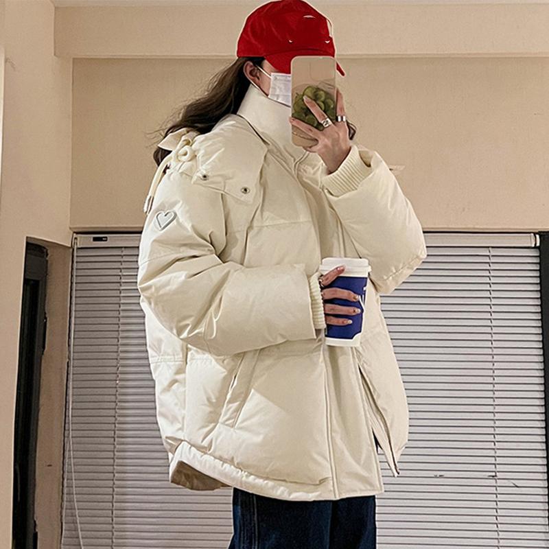 Короткая хлопковая куртка с принтом «Любовное сердце» для мужчин и женщин, куртка для пар, теплая хлопковая куртка, модная женская повседневная куртка, верхняя одежда