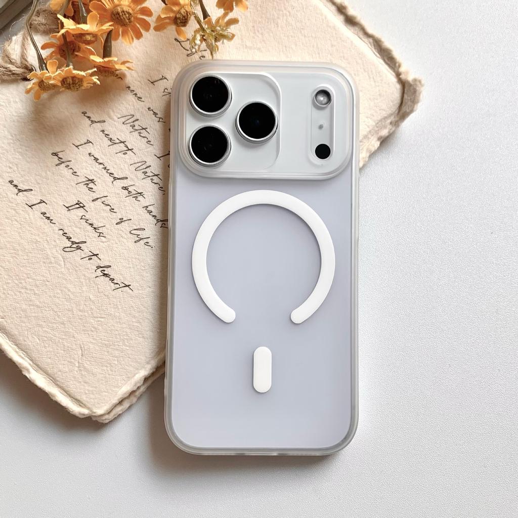 Applicable To IPhone 17 Promax Mobile Phone Case Apple 16 Transparent Ice Fog Matte Magnetic Suction 15 Semen Hole Protection Case